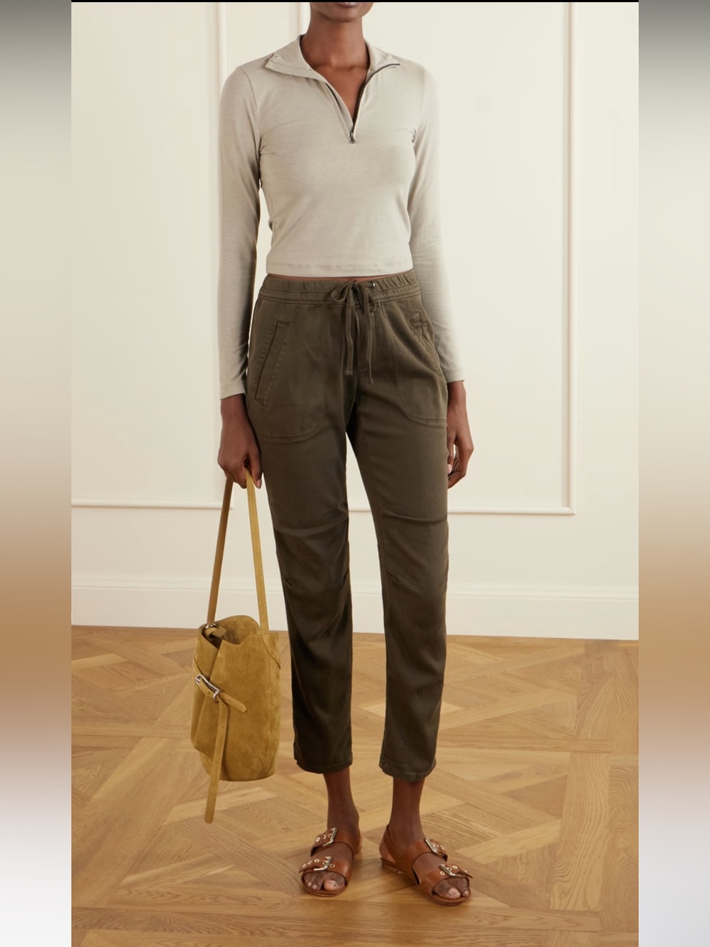 James Perse Olive Drawstring Utility Joggers